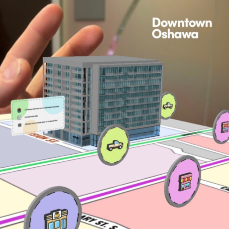 prototype of augmented reality of building downtown