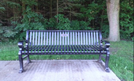 Black commemorative bench