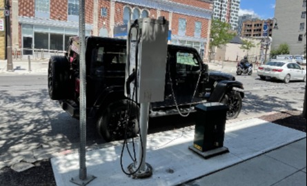 Vehicle charging in downtown Oshawa