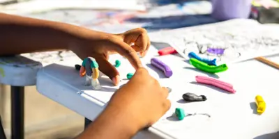 Person completing arts and crafts