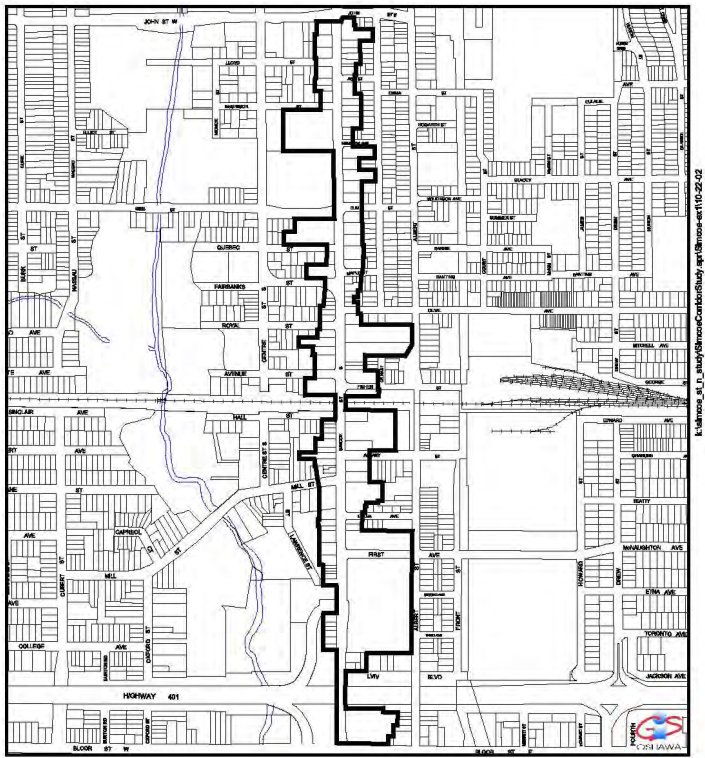 Boundary Map of Simcoe Street South CIP.