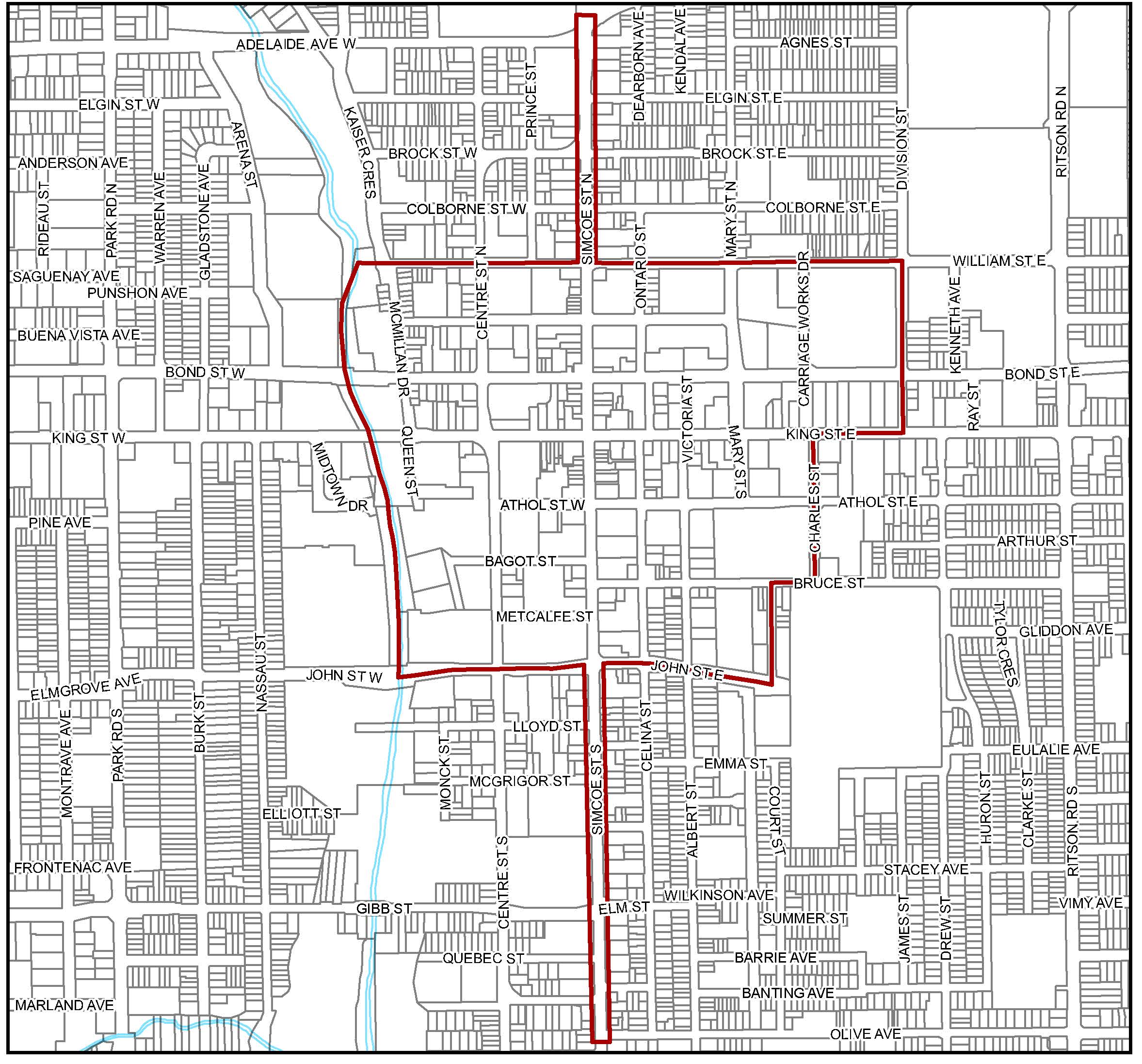 Map of Downtown Oshawa
