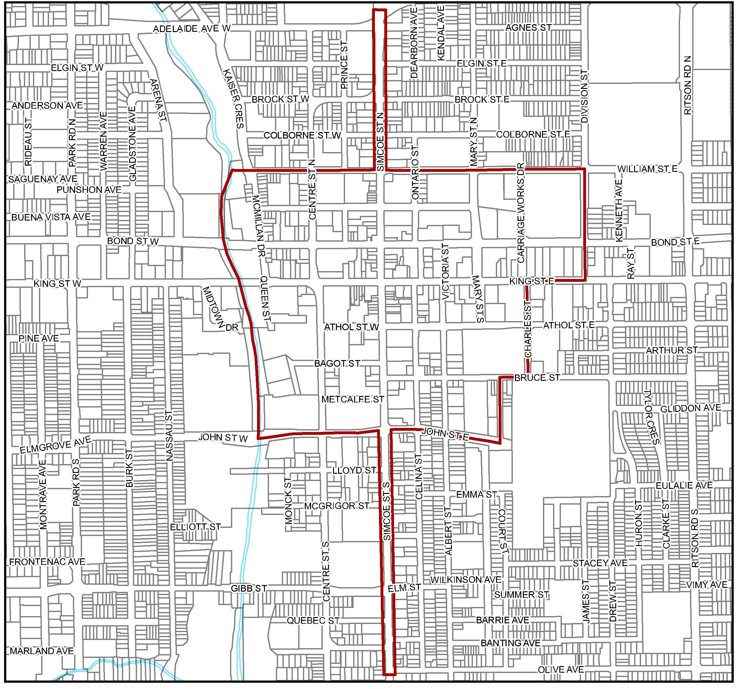 Map of Downtown Oshawa