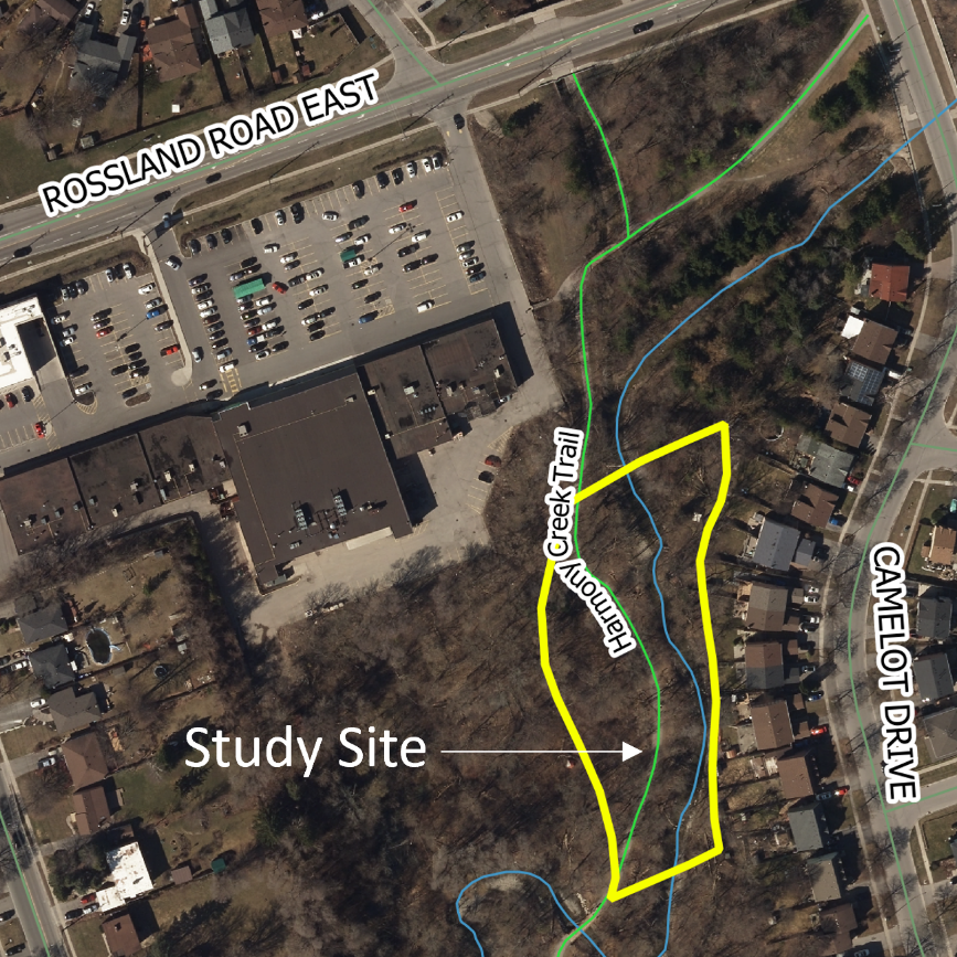 Study area of Harmony Creek Sites 2 and 3