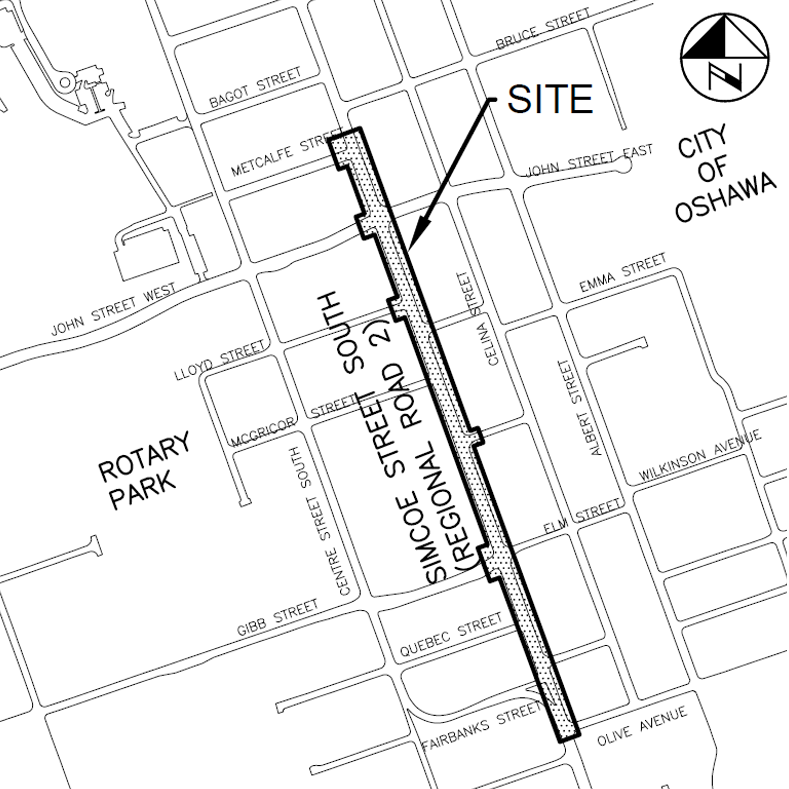 Simcoe Street South Reconstruction Map