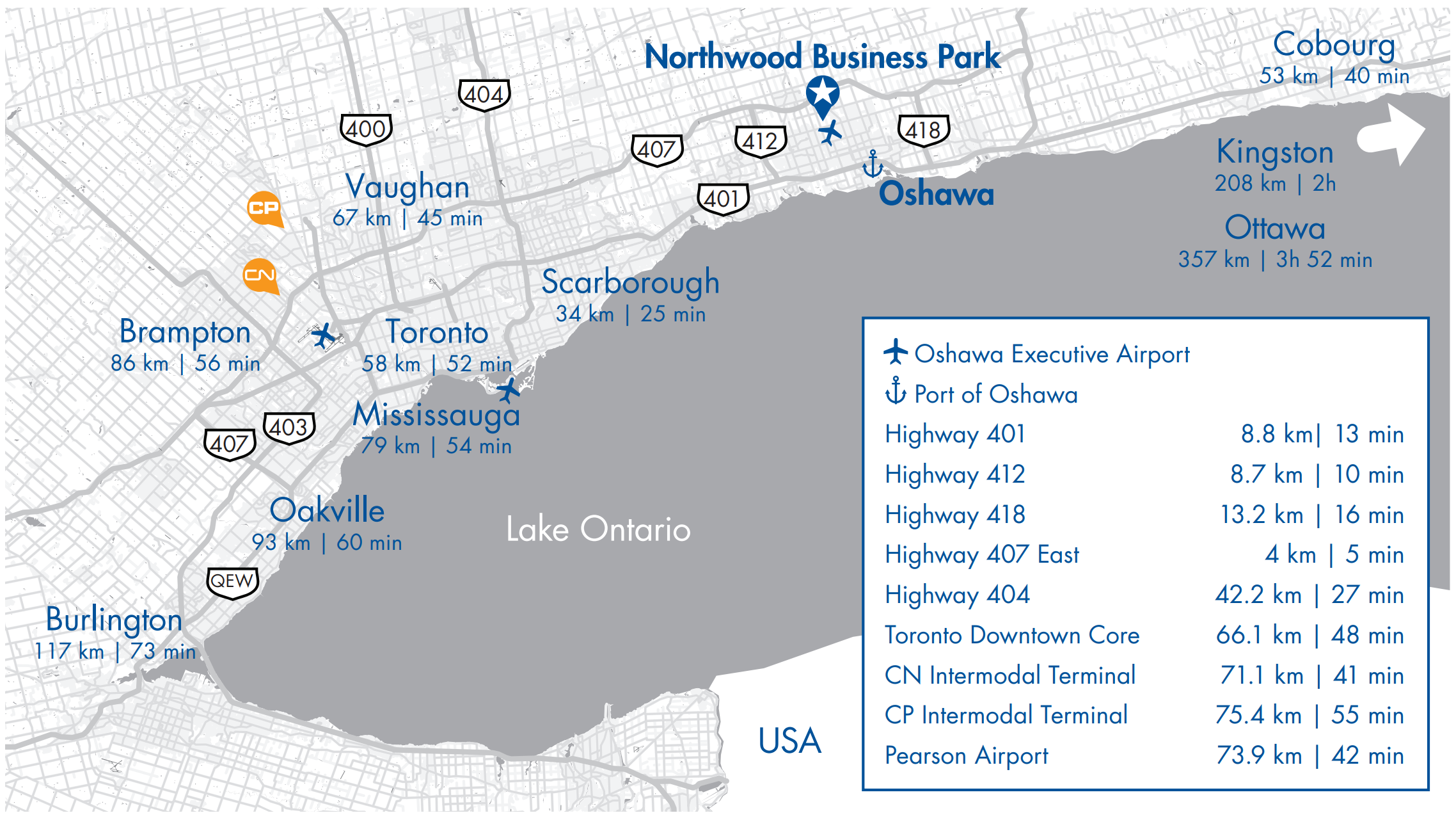 Oshawa Proximity Map