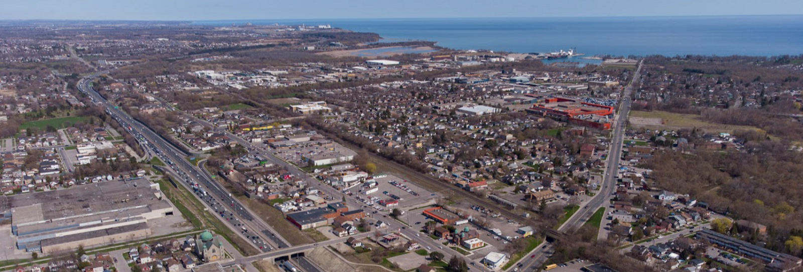 Oshawa Skyline featuring Simcoe Street South approaching Wentworth Street West