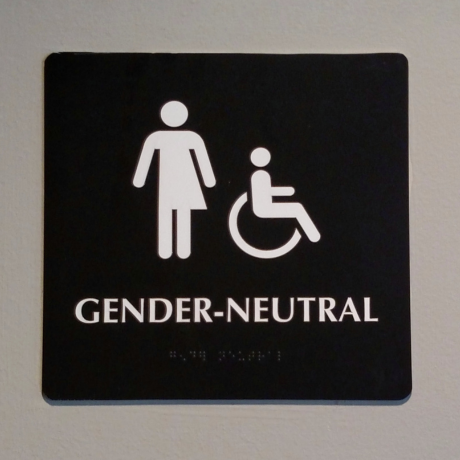 gender neutral accessible washroom sign