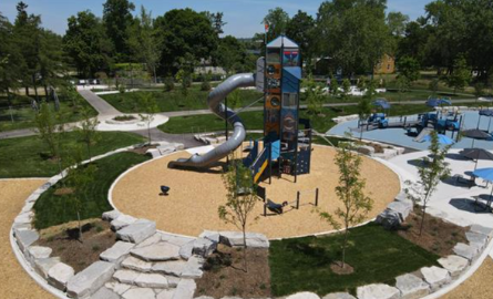 Example of urban design at Lakeview Park with the playground structure