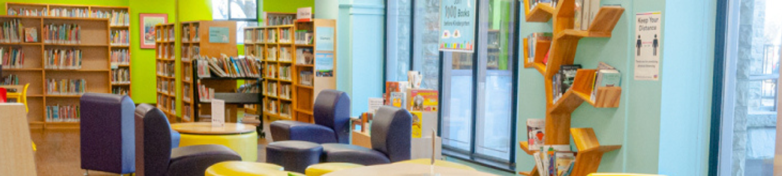 Library children's department on a sunny day