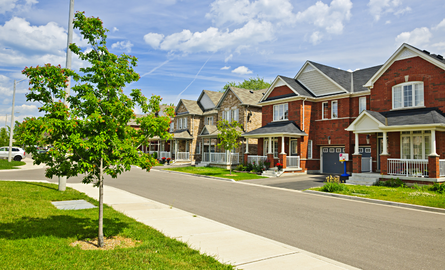 street with houses, trees and boulevards