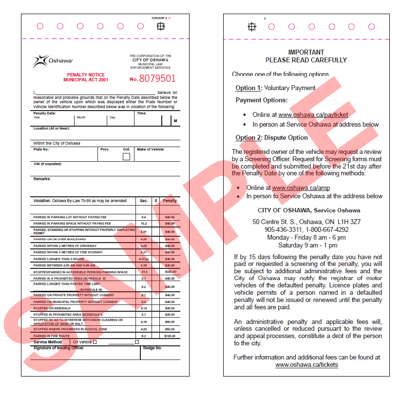 Manual Administrative Monetary Penalty Sample