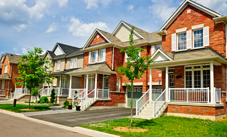 row of houses in subdivison