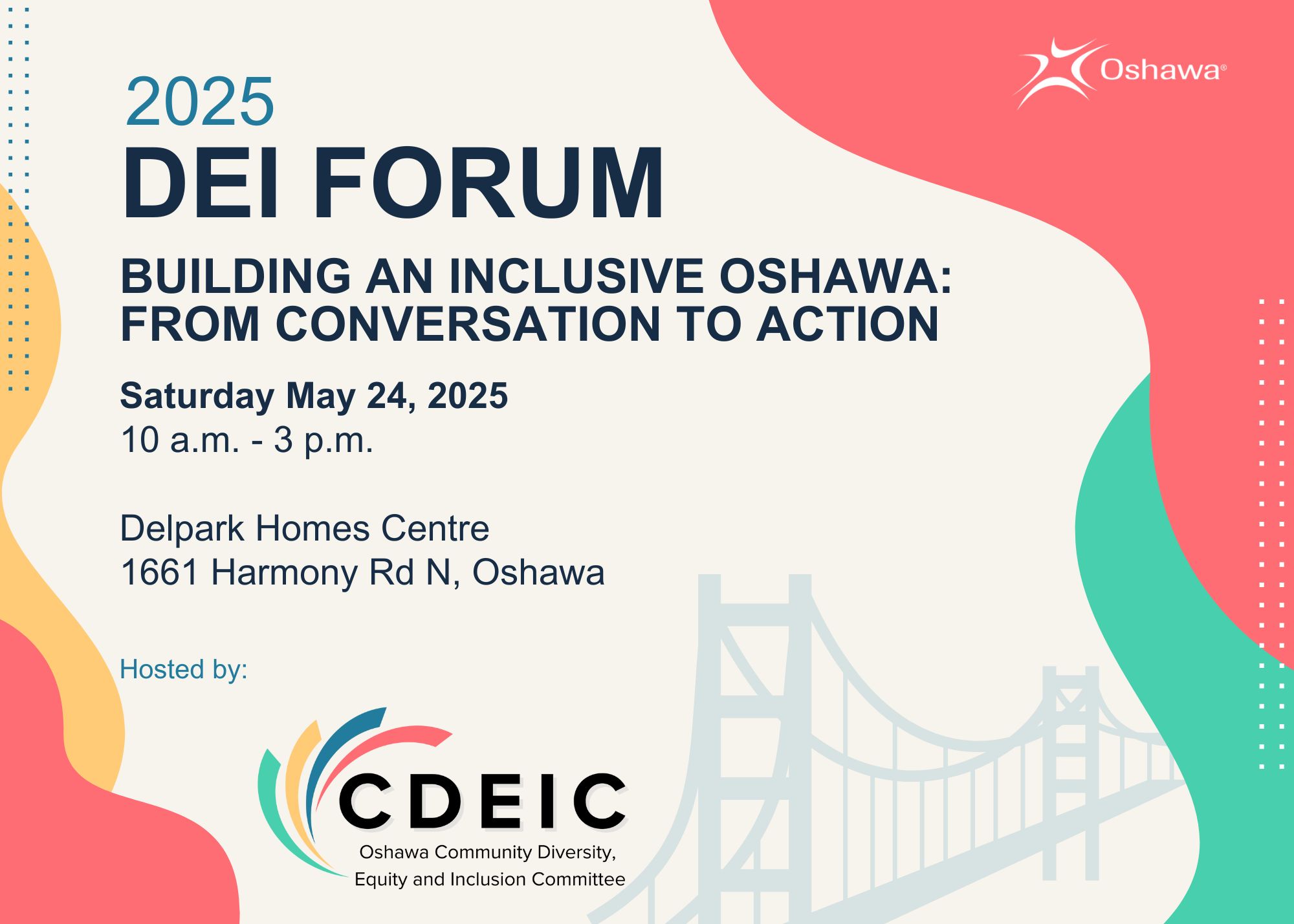 An invitation with details for Oshawa's Diversity, Equity and Inclusion Forum