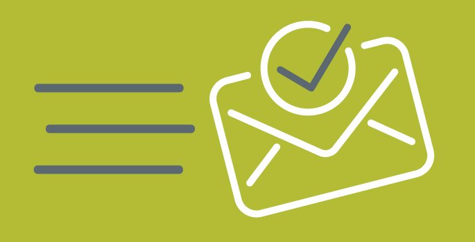 A sealed envelope with a checkmark above it