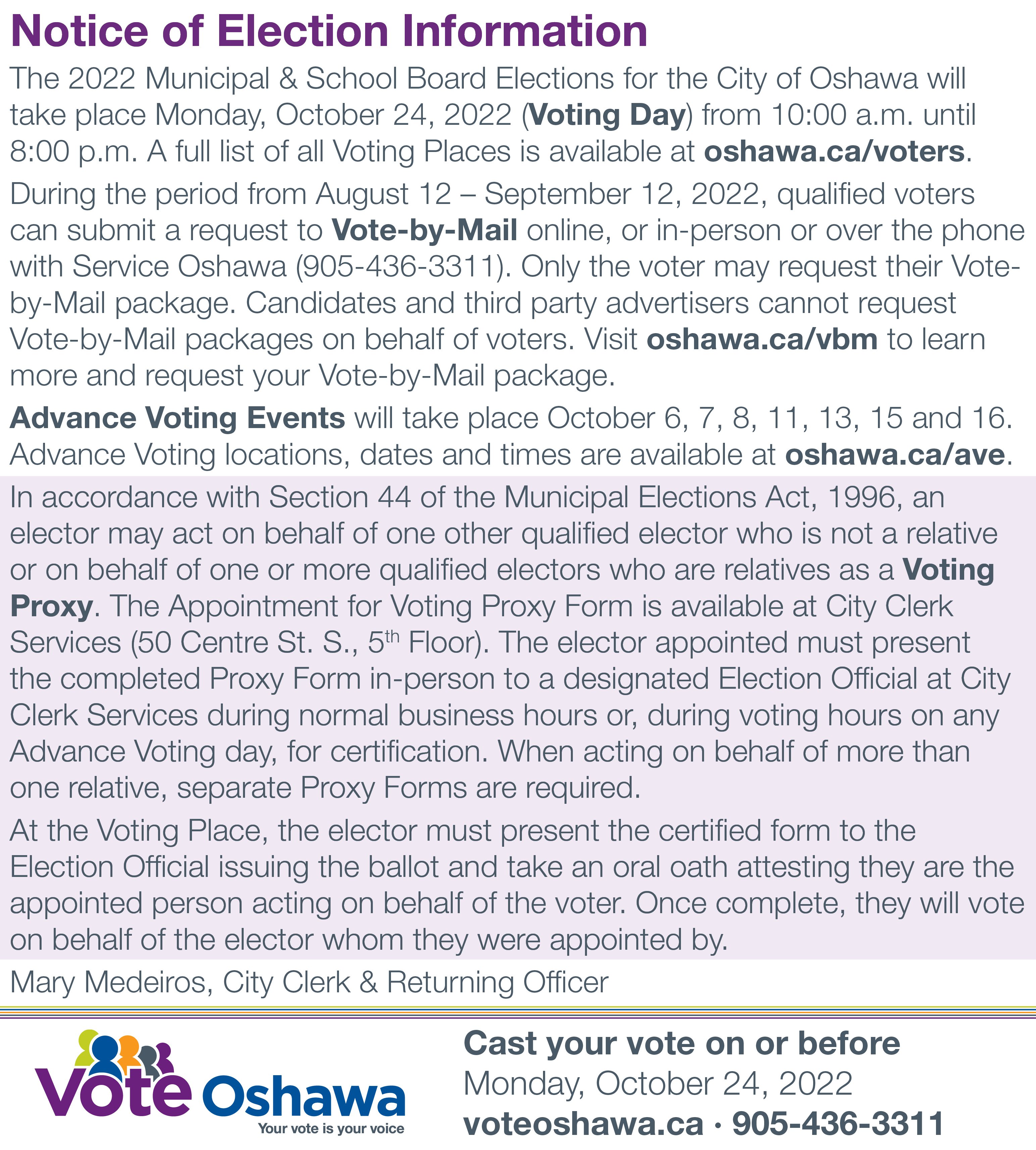 Image of the Notice of Election newspaper ad
