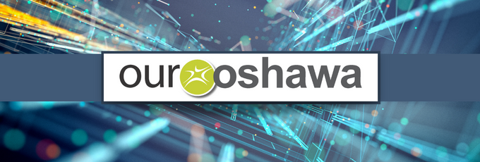 Our Oshawa logo with abstract background