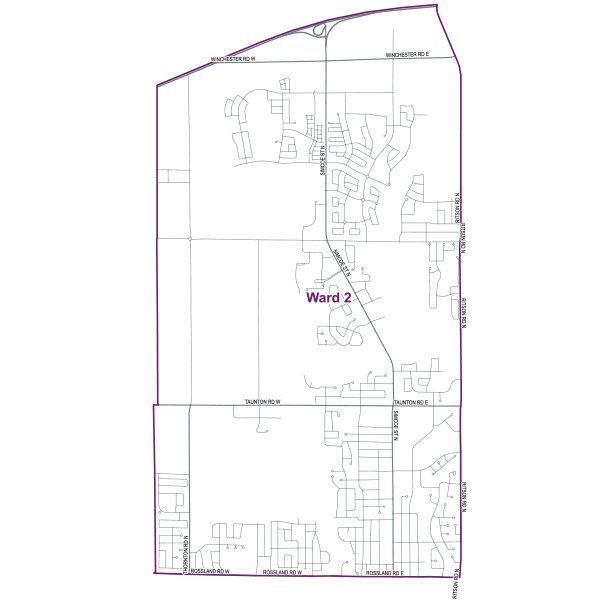 Map of Ward 2 boundaries
