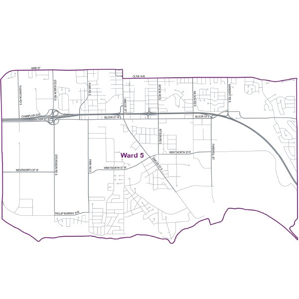Map of Ward 5 boundaries