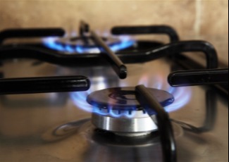 natural gas stove with flame
