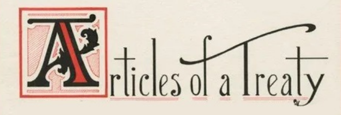 Image shows the title page of the Williams Treaties and reads "Articles of Treaty"