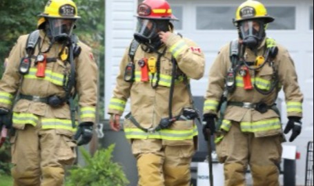 Firefighters walking