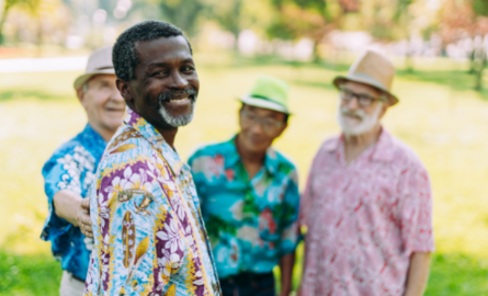 Senior men in park