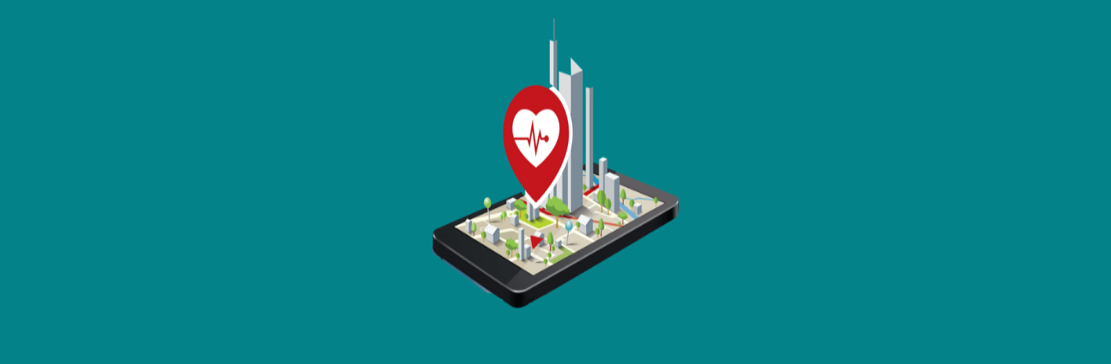Phone with location symbols 