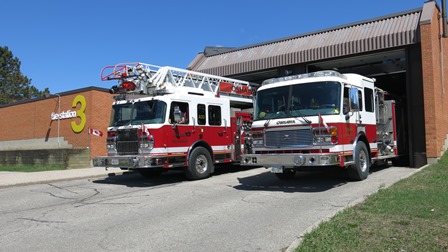 Oshawa Fire Station 3 with Fire Trucks