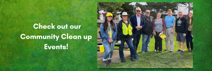 Check out our Community Clean up Events! People standing together in work clothes!