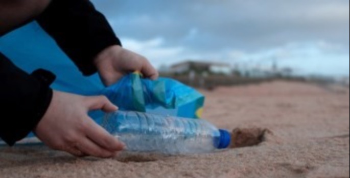 plastic bottle on beach
