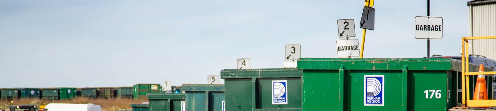 waste bins at the Durham Region Waste Management Facility