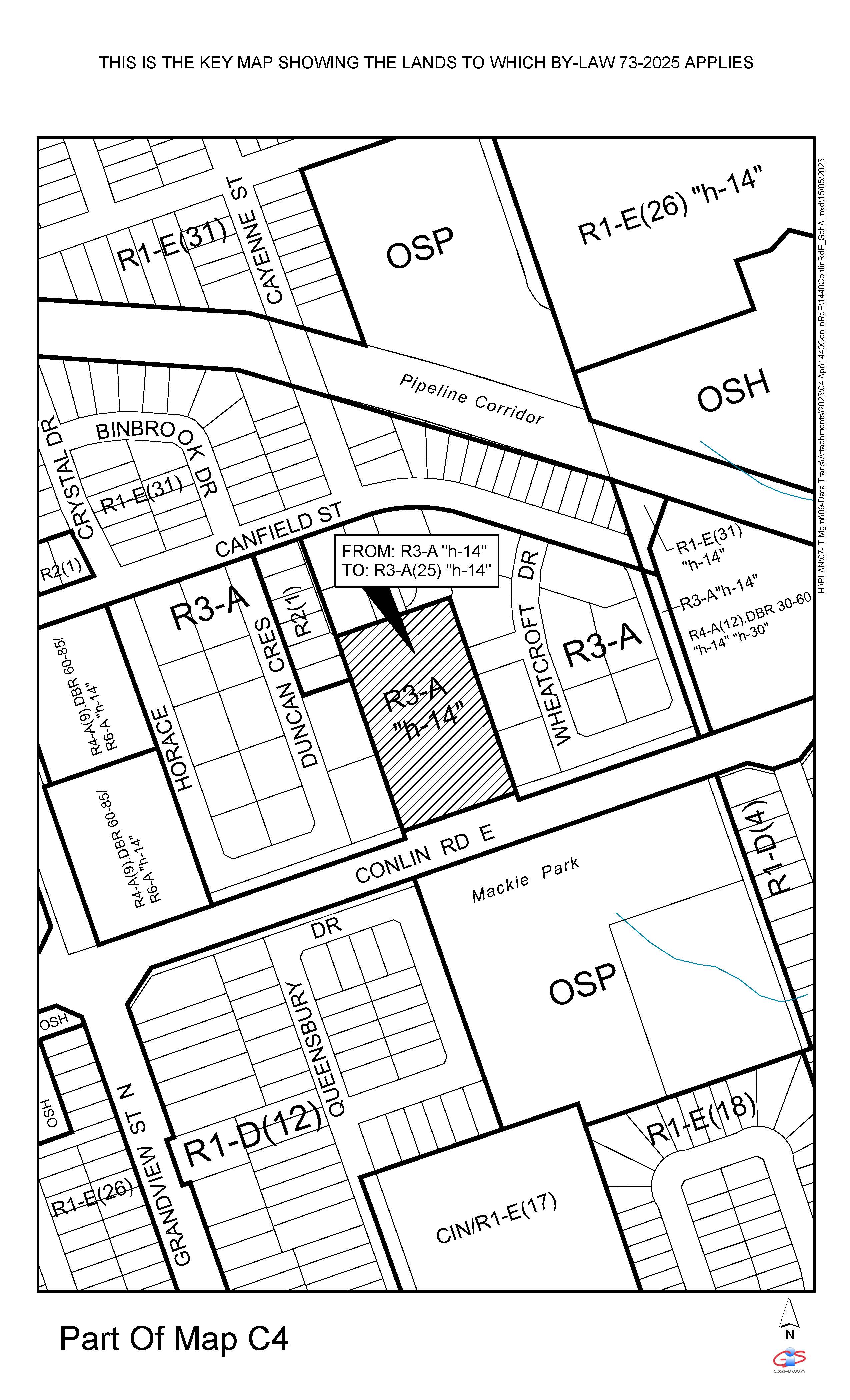 This is the key map that showing the location of the land to which by-law 73-2025 applies