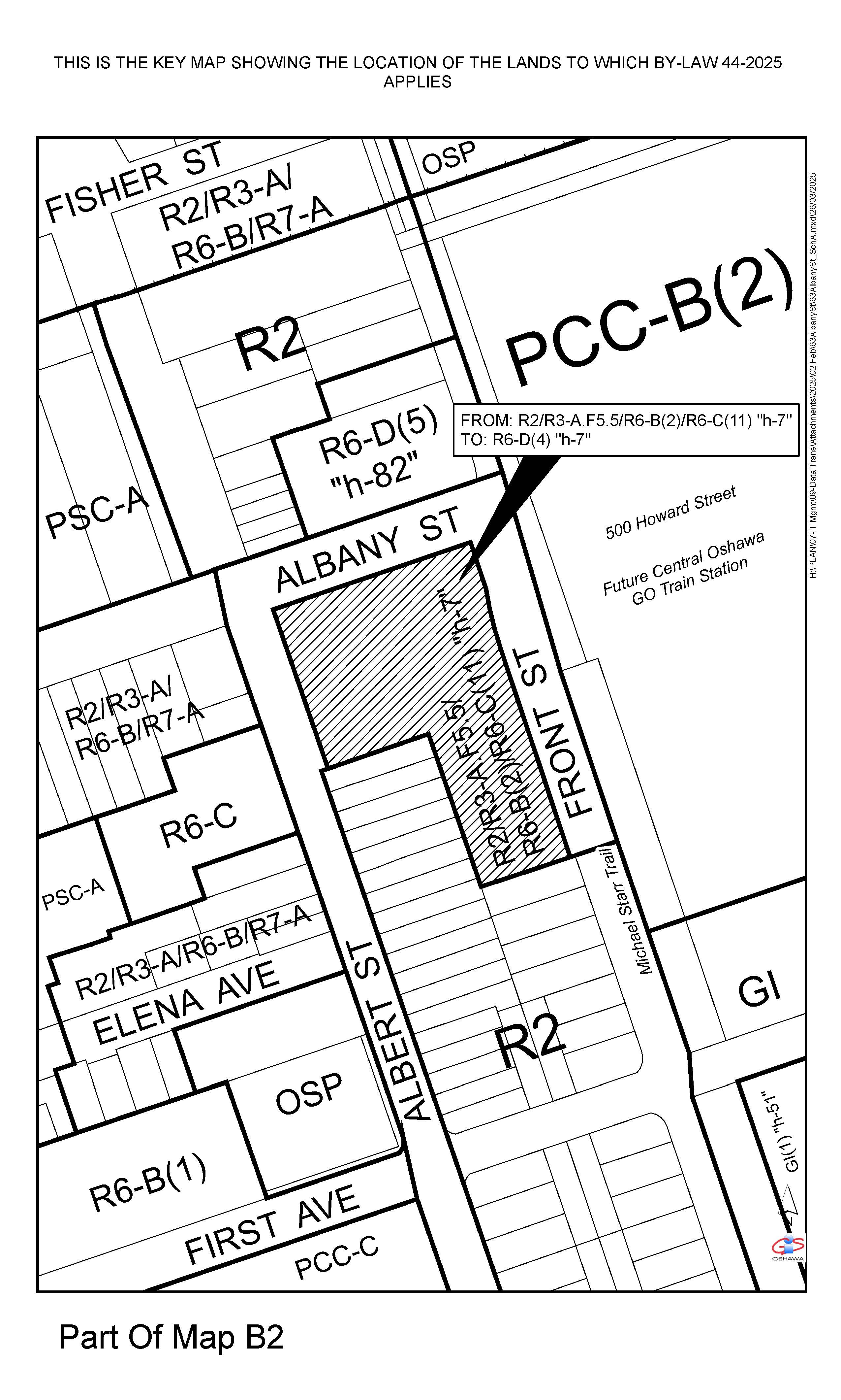 This is the key map showing the location of the lands to which By-Law 44-2025 applies