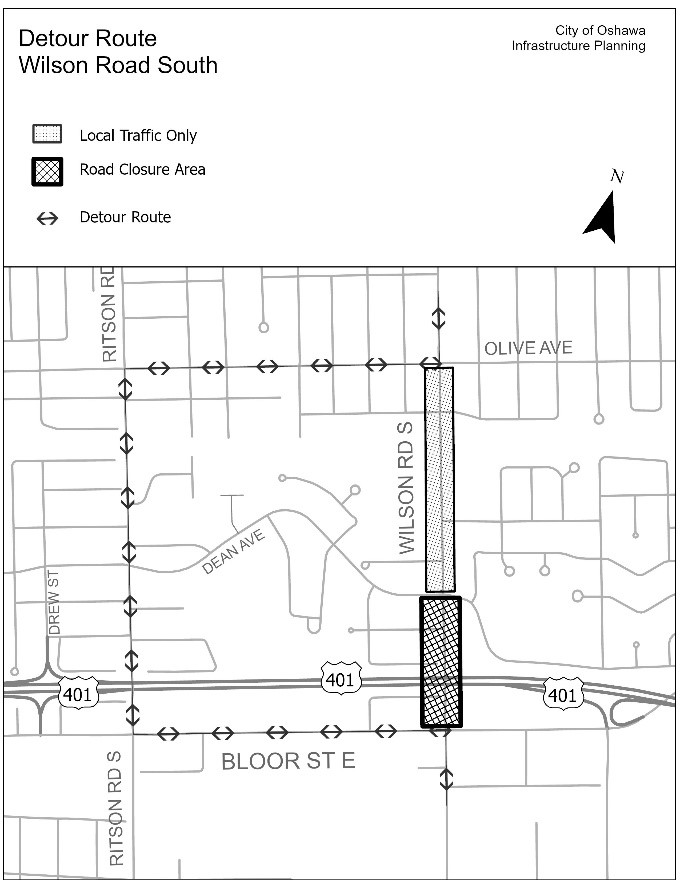 Detour Route for Wilson Rd. S. overpass construction