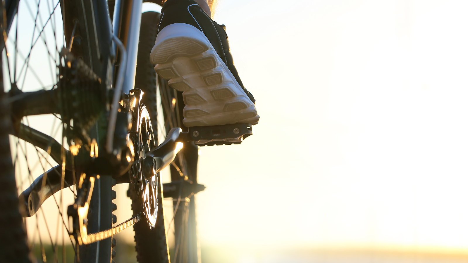 person on a bike at sunset