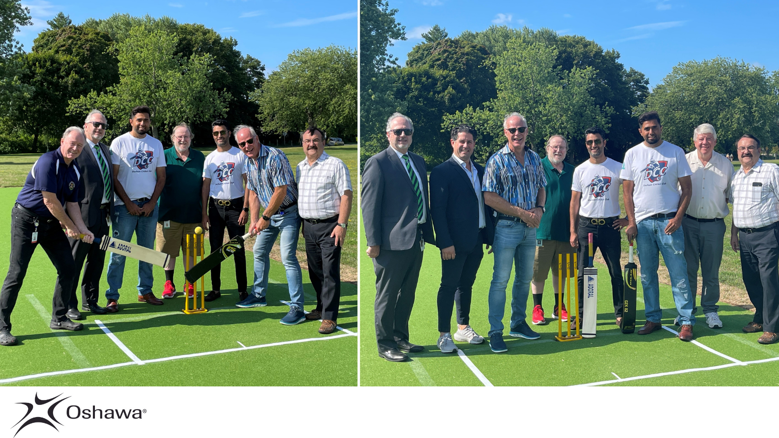 Members of Council with members of the Cricket Community on the new Cricket Pitch 