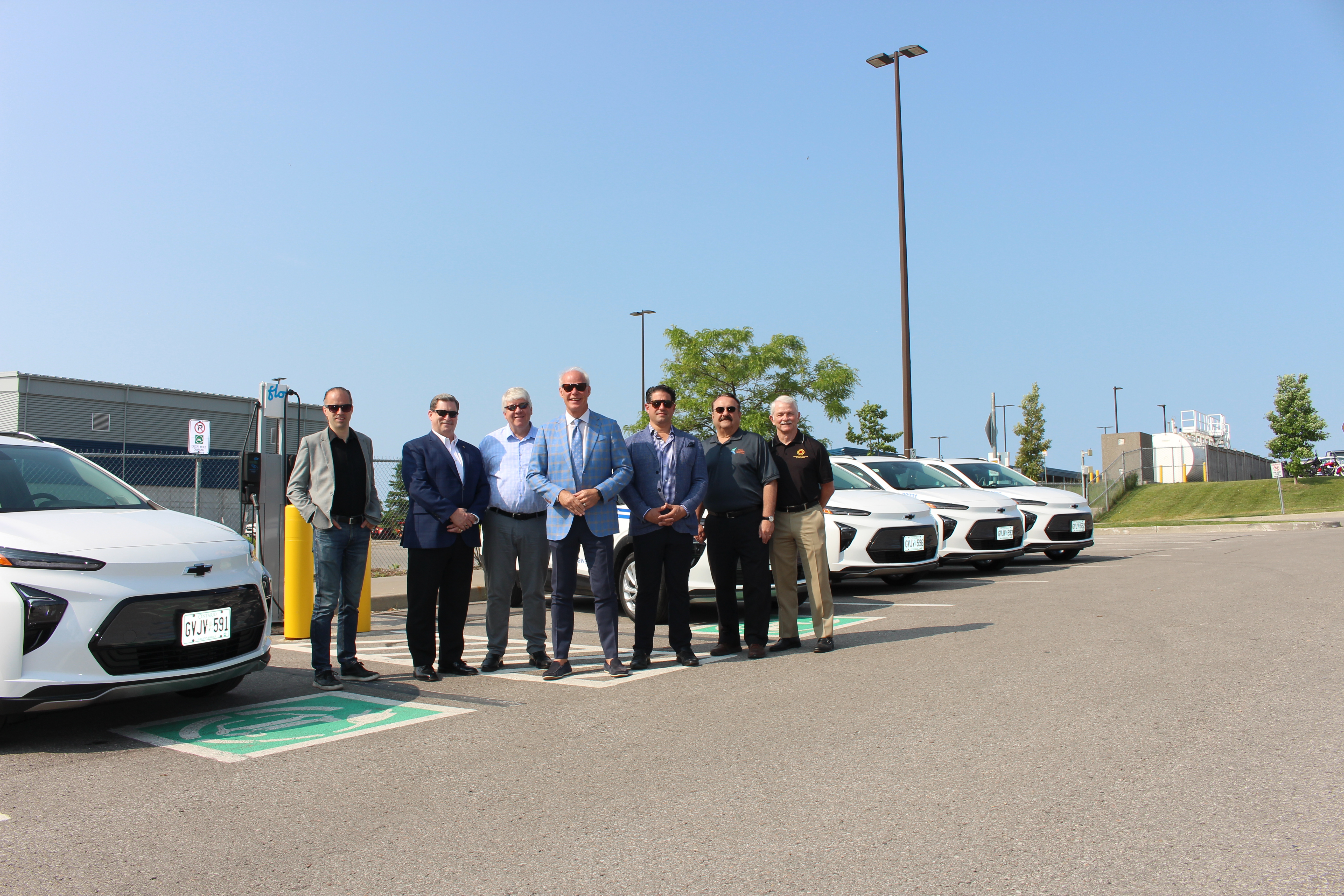Members of Council and representatives from Ontario Motor Sales were on hand to mark the introduction of the first seven fully-electric vehicles to the City of Oshawa’s fleet. 