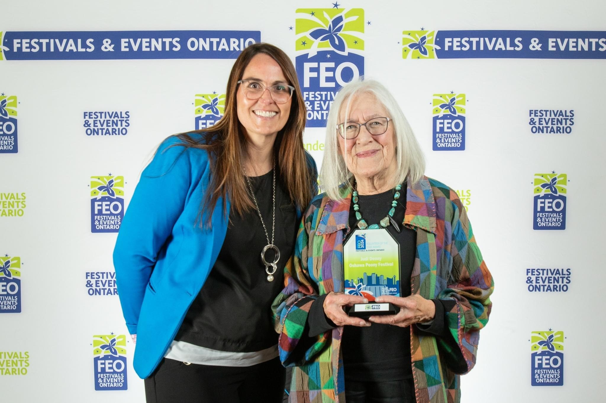 Festival and Events Ontario (FEO) Volunteer of the Year and City staff at FEO Awards ceremony.