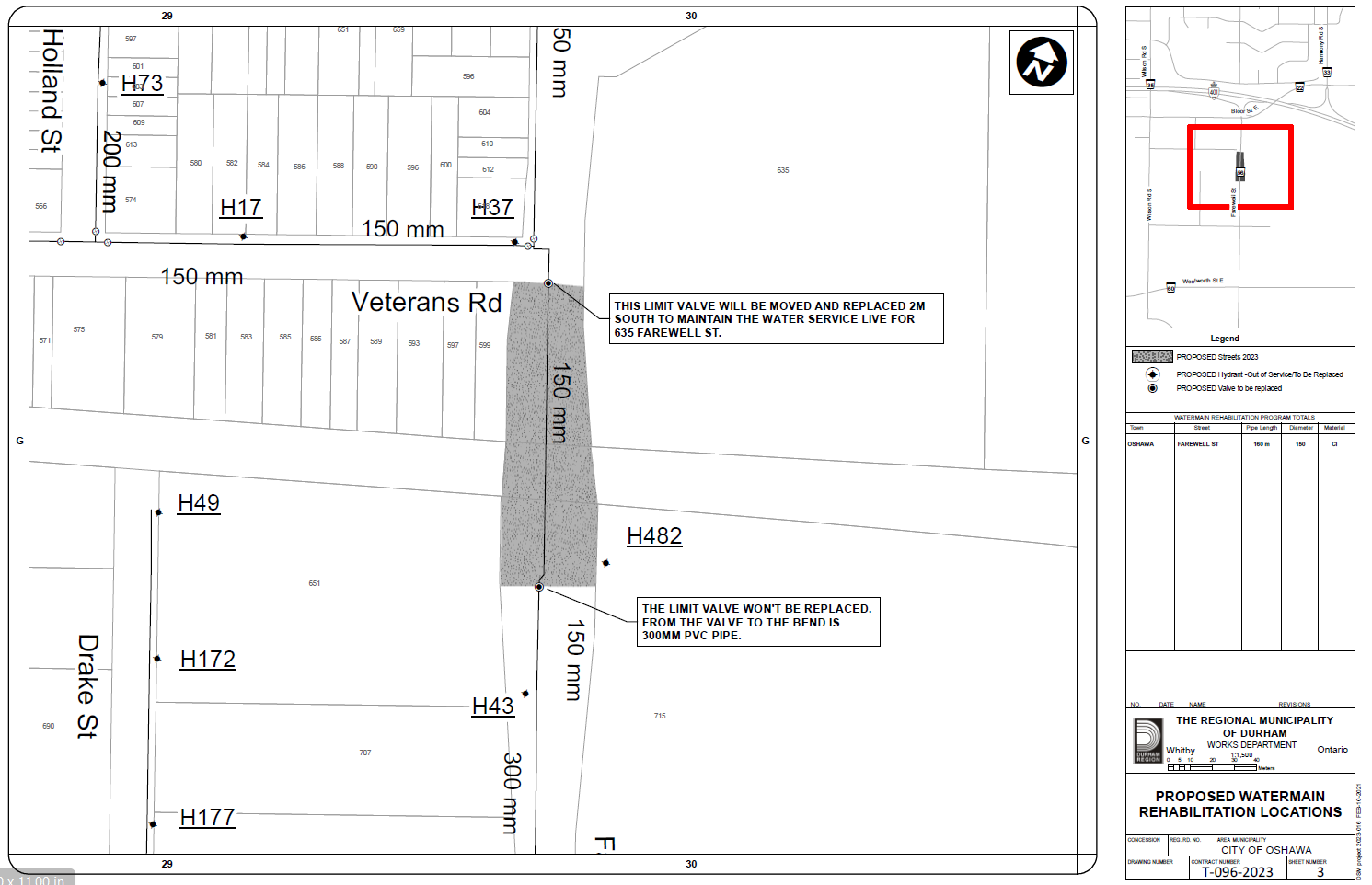 Map of Watermain Cleaning and Structural Lining on Farewell