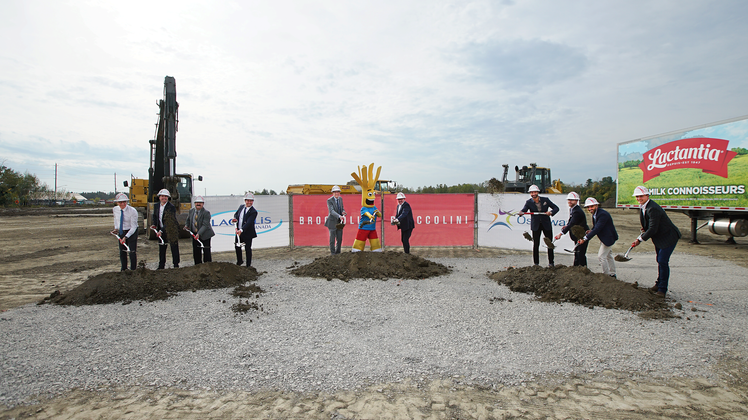 Members of Oshawa City Council and representatives from Lactalis Canada Inc. and Broccolini recently broke ground on a new major industrial development at Northwood Business Park 