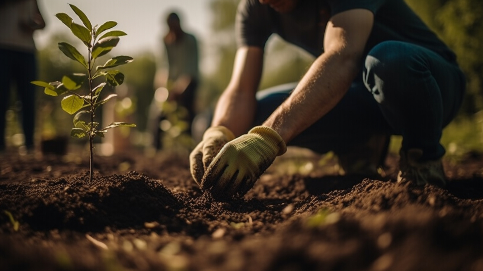 person planting a tree