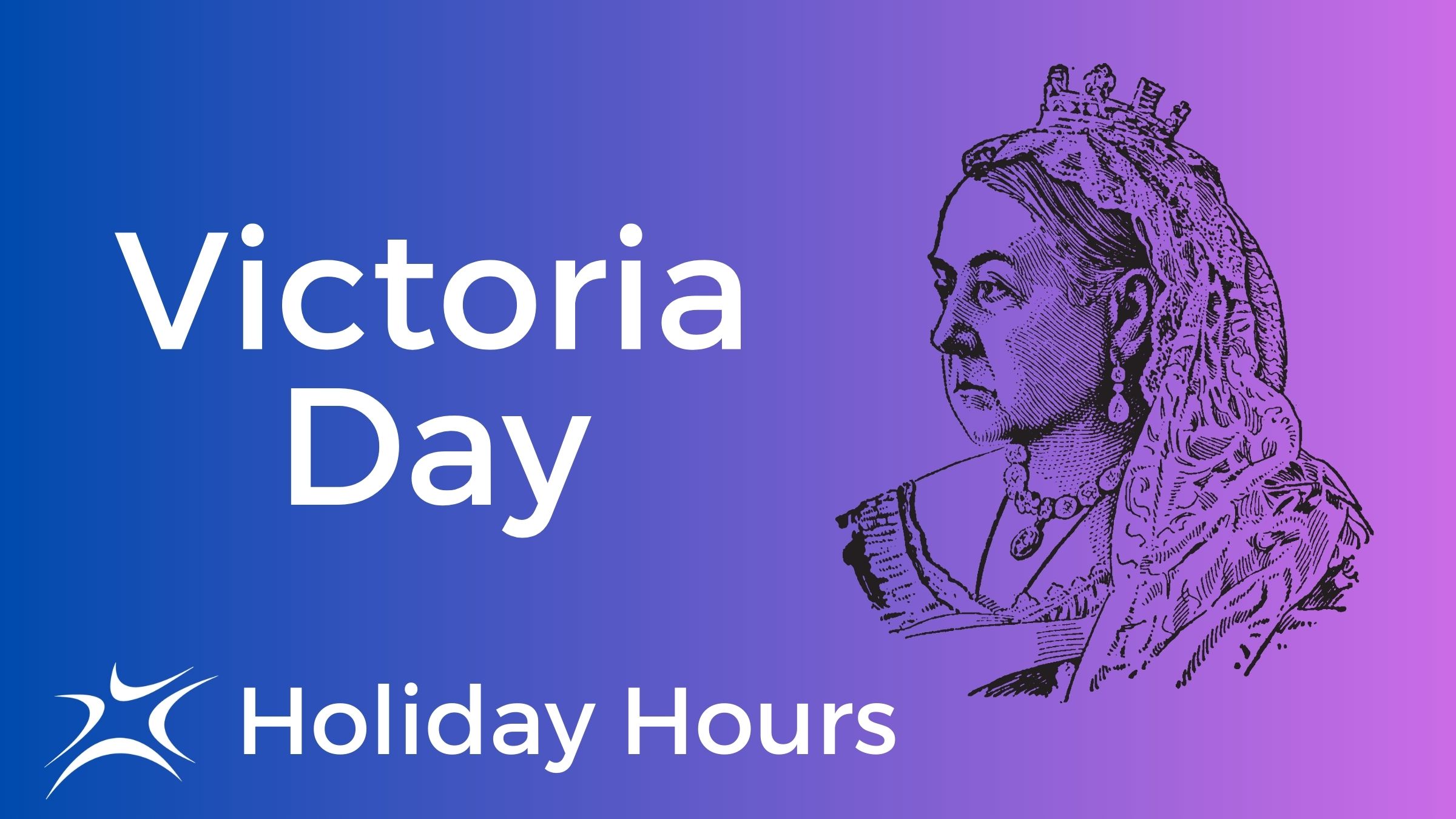 a graphic of Queen Victoria on a blue and purple background with white text that reads 