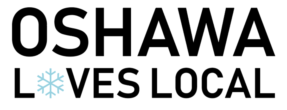 Oshawa Loves Local logo with snowflakes