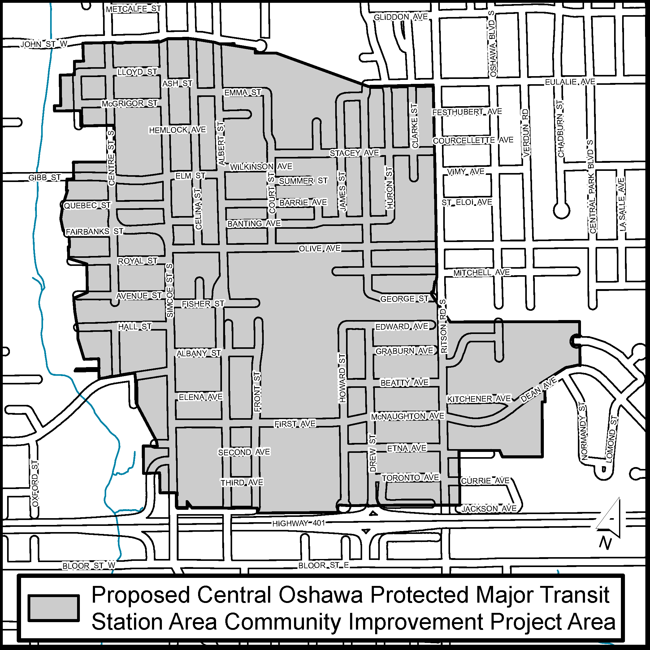 Notice_Map of Proposed Central Oshawa Protected Major Transit Station Area Community Improvement Project Area