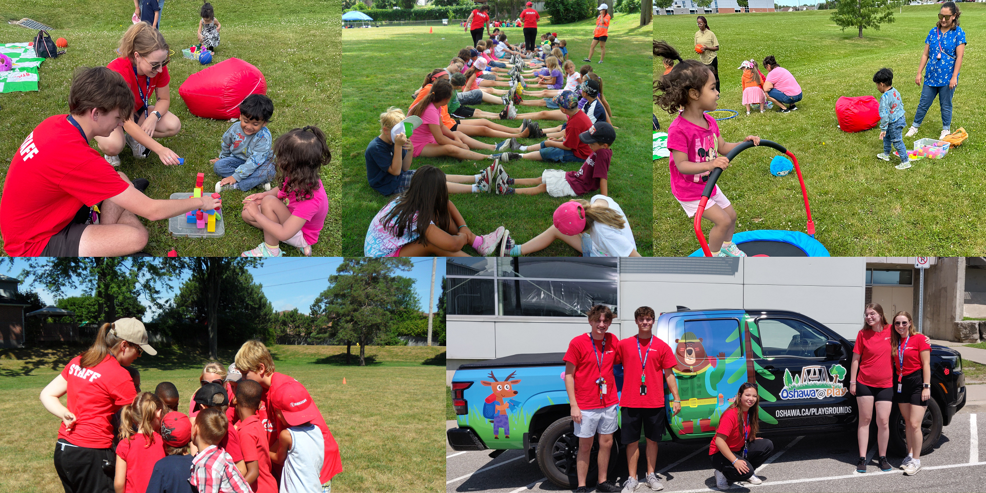 multiple images on playground programs with staff and children