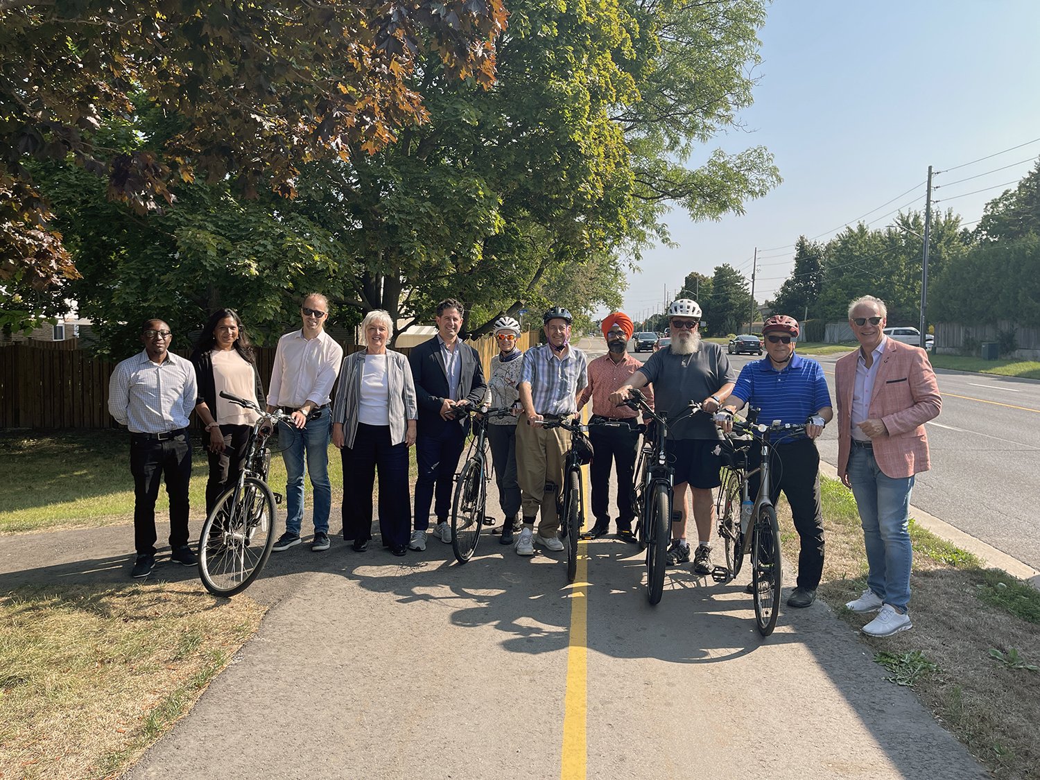 Members of council were joined by members of the Oshawa Active Transportation Advisory Committee (OATAC) along the path just north of Thornton and Rossland Road to mark the opening of the new multi-use path system.