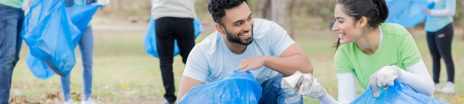 Community clean-up in park