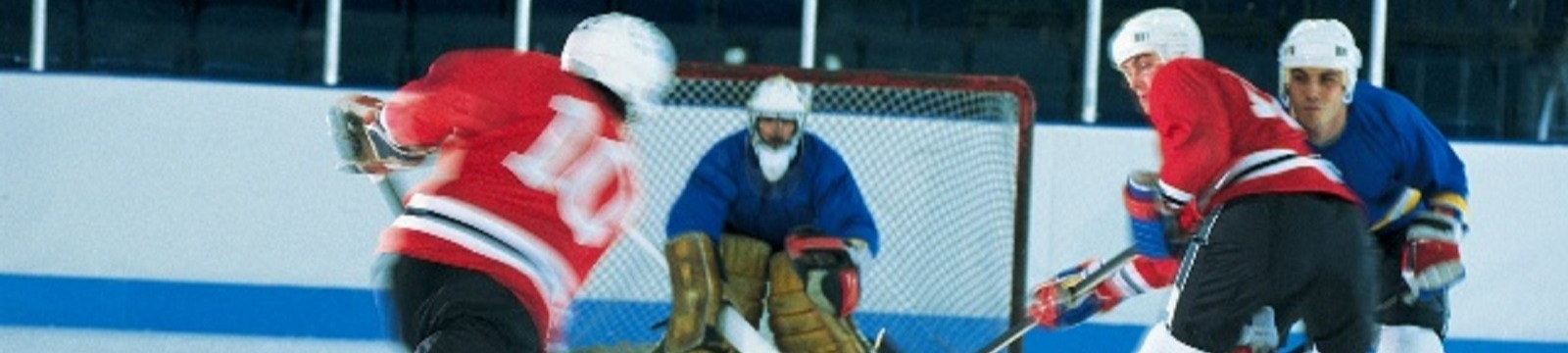 Adults playing hockey