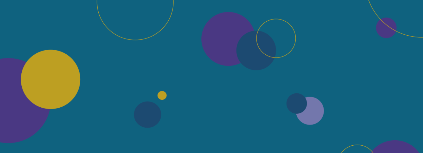 teal background with purple, blue, yellow circles